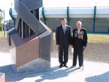 Head of the Regional Executive Committee Konstantin Sumar during a solemn opening of the obelisks to